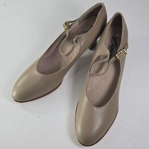 Capezio Tan Leather Mary Jane Tap Dance Shoes Women 10 N